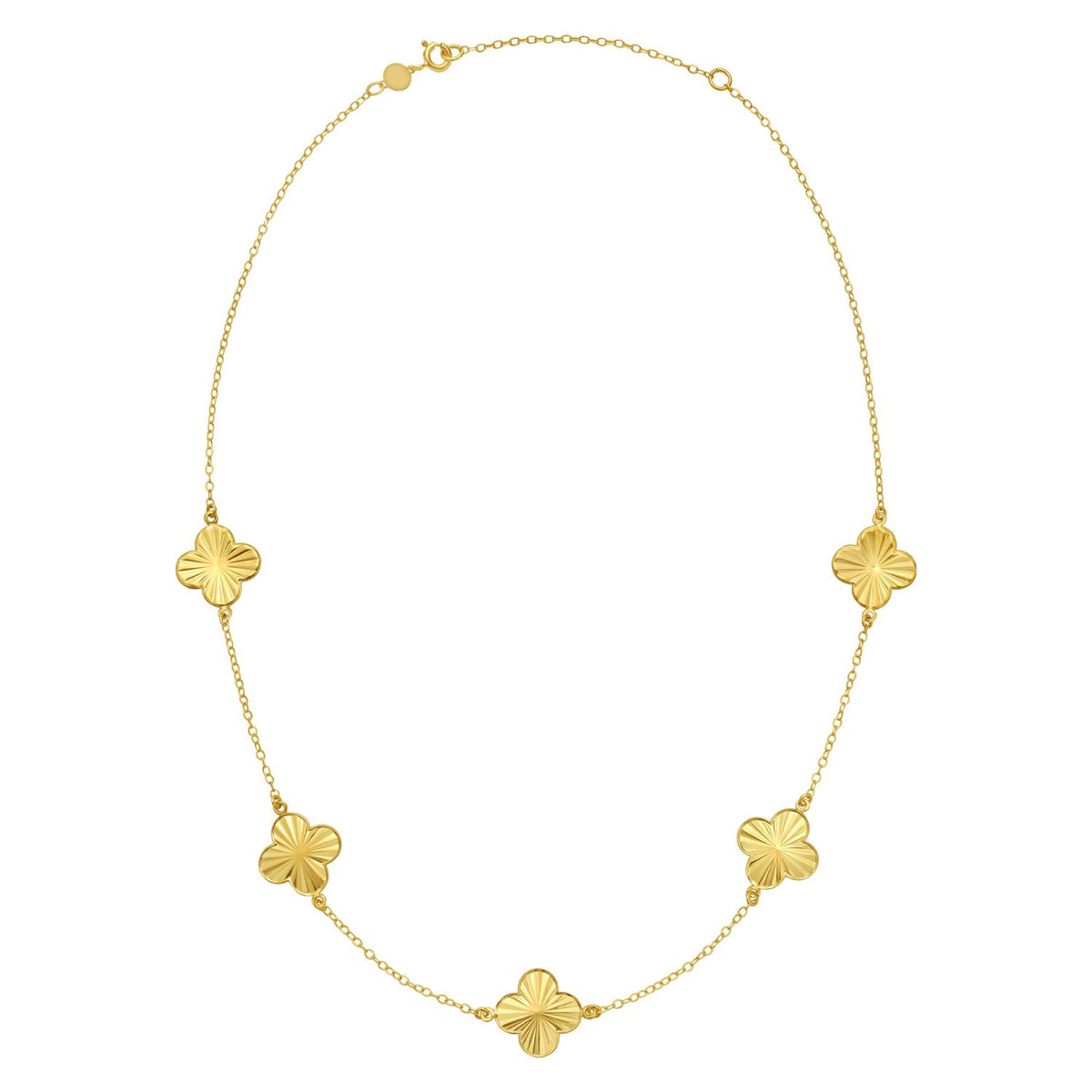 14K Yellow Gold Clover Necklace, view 2