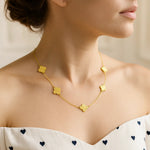 14K Yellow Gold Clover Necklace, view 4