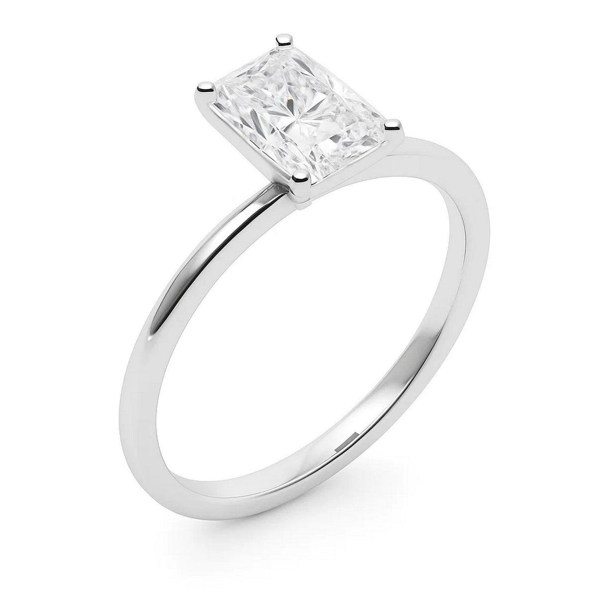 5 Carat Radiant Lab Grown IGI G/VS1 Diamond Solitaire Ring in 10K White Gold, view 2
