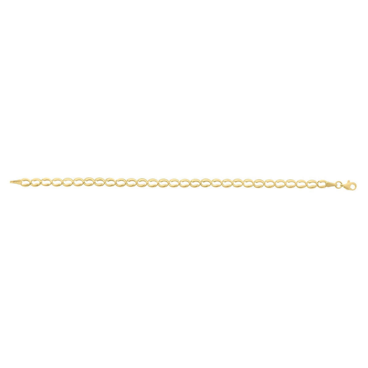 10K Yellow Gold Fancy Open Oval Link Bracelet, view 2