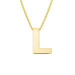 14K Yellow Gold Yours Truly Block Letter Initial L Necklace, view 2