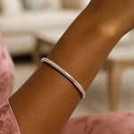 Sterling Silver Rhodium Plated Basketweave Stretch Bangle, view 4