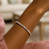 Sterling Silver Rhodium Plated Basketweave Stretch Bangle, view 4
