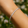 Sterling Silver Rhodium Plated Basketweave Stretch Bangle, view 5