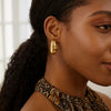 Sterling Silver Yellow Gold Plated Double Row Big and Small Hoop Earrings, view 3