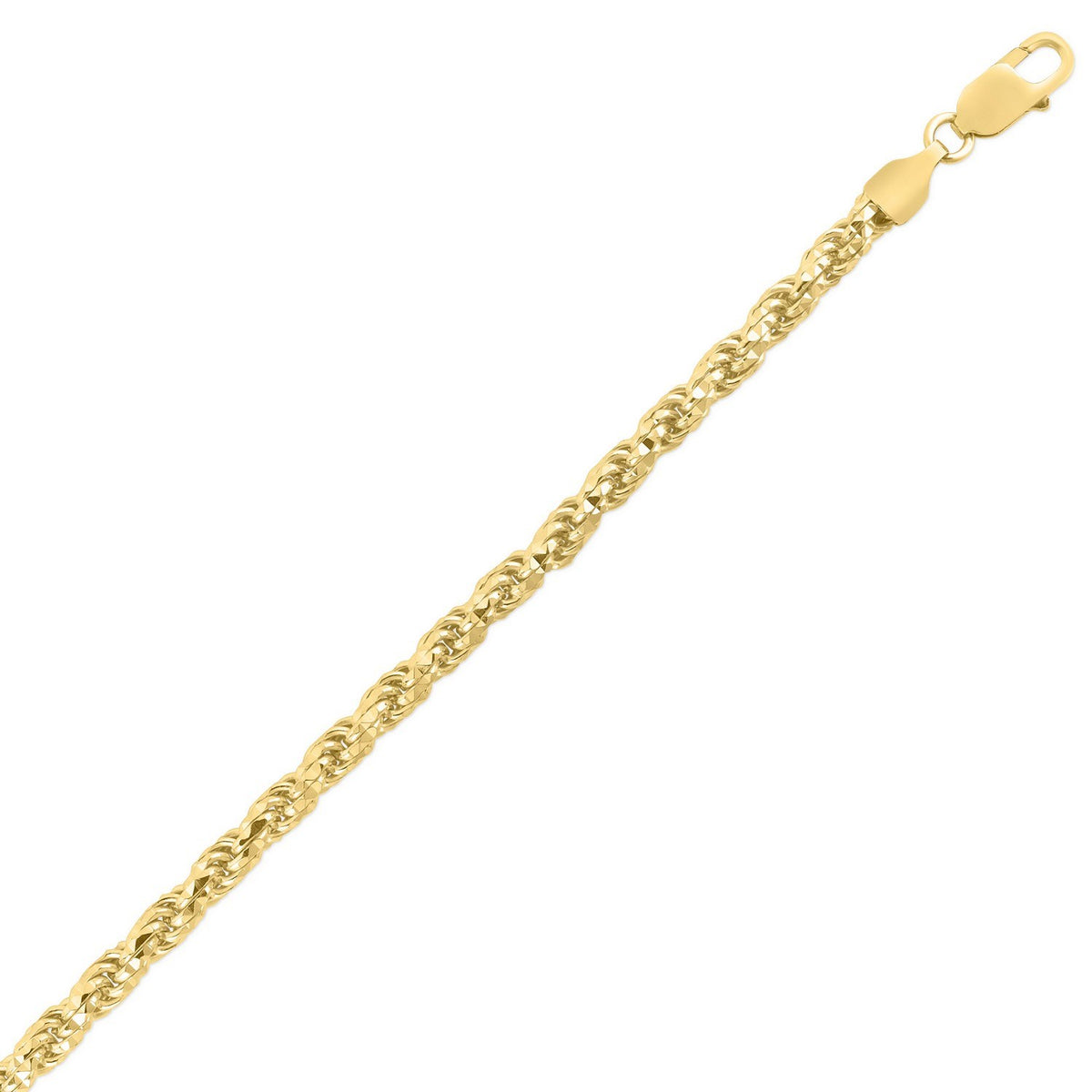 Sterling Silver Yellow Gold Plated Diamond Cut Royal Rope Chain (5.00 mm)