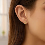14K Yellow Gold Yours Truly Initial Z Stud Earrings, view 3