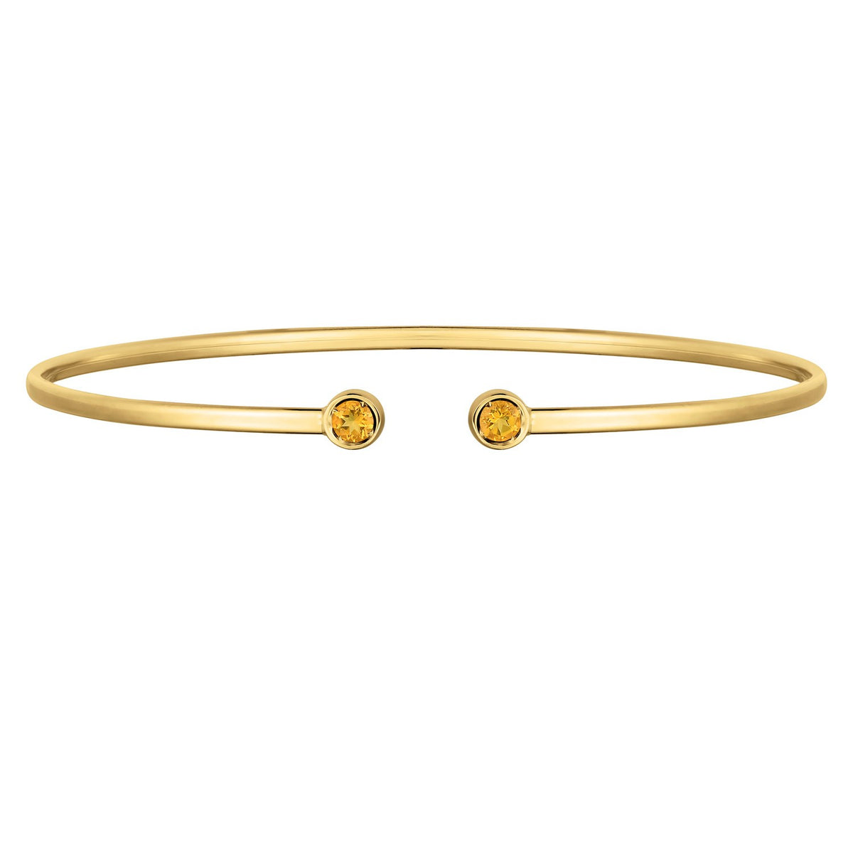 14K Yellow Gold Citrine Open Cuff Bangle (2.00 mm), view 2