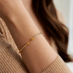 14K Yellow Gold Citrine Open Cuff Bangle (2.00 mm), view 3