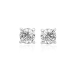 14K White Gold Stud Earrings with White Hue Faceted Cubic Zirconia (6.00 mm)