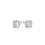 14K White Gold Stud Earrings with White Hue Faceted Cubic Zirconia (6.00 mm), view 2