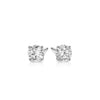 14k White Gold Stud Earrings with White Hue Faceted Cubic Zirconia(6mm)