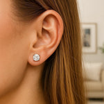 14K White Gold Stud Earrings with White Hue Faceted Cubic Zirconia (6.00 mm), view 5