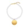 14K Yellow Gold Pearl Tag Charm Bracelet, view 2
