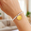 14K Yellow Gold Pearl Tag Charm Bracelet, view 4