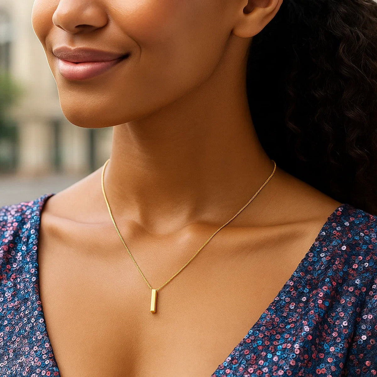 14K Yellow Gold Yours Truly Block Letter Initial I Necklace, view 4