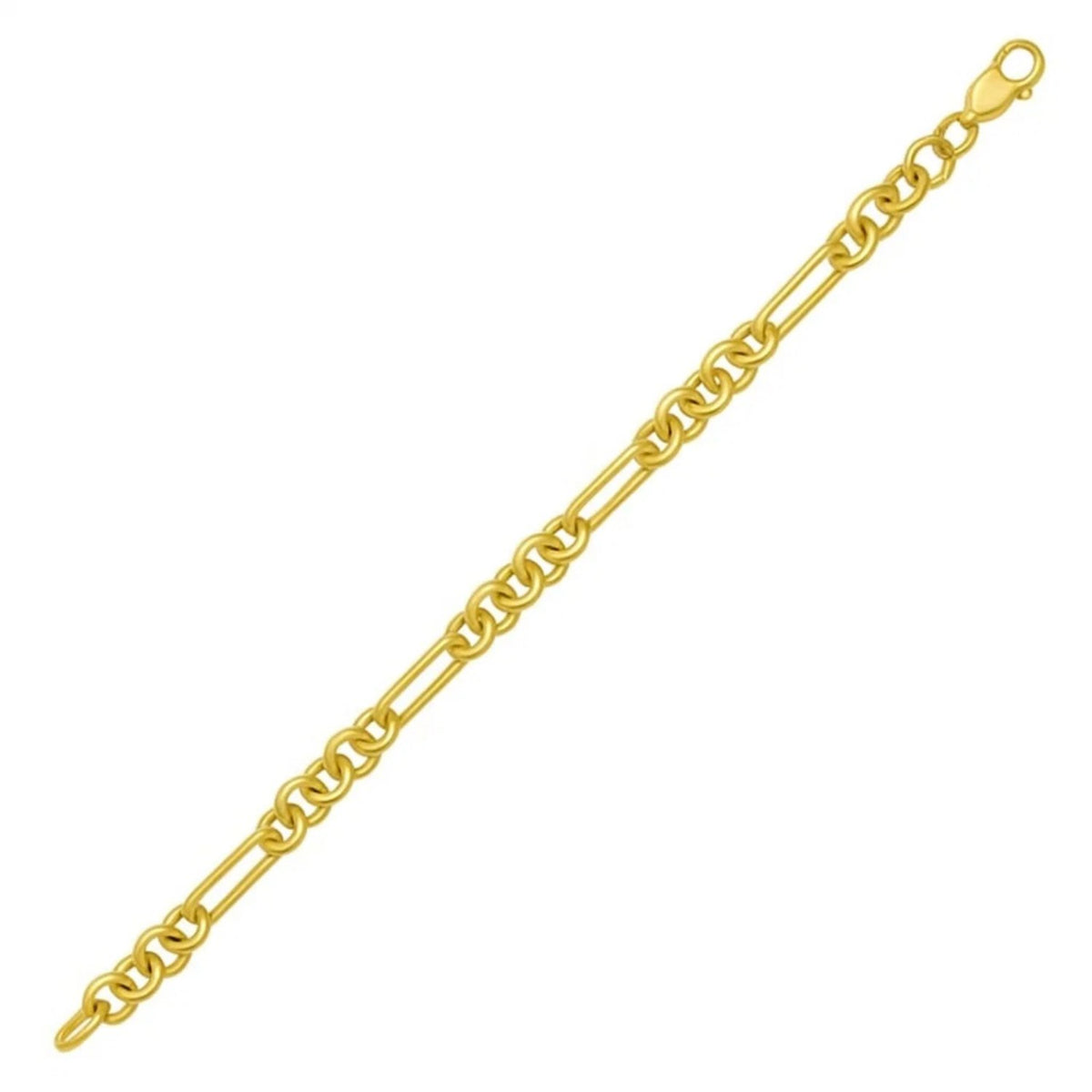 14K Yellow Gold Five And One Paperclip Link Chain Bracelet, view 2