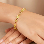 14K Yellow Gold Five And One Paperclip Link Chain Bracelet, view 3
