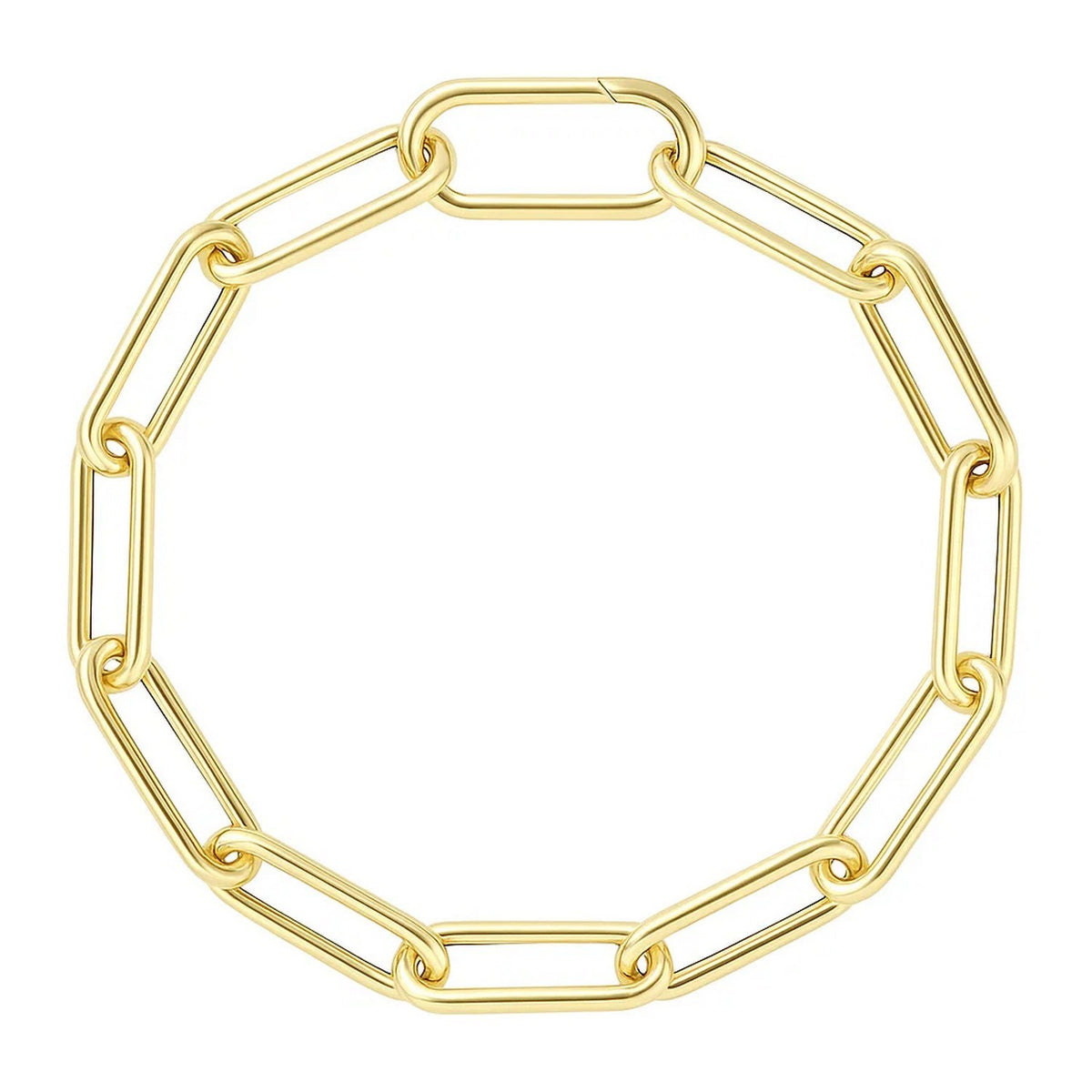14K Yellow Gold Lite Round Wire Paperclip Bracelet (8.50 mm), view 2