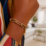 14K Yellow Gold Lite Round Wire Paperclip Bracelet (8.50 mm), view 4
