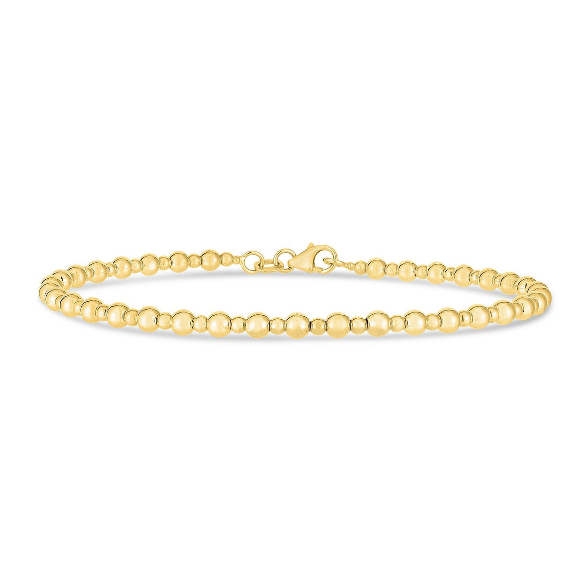 14K Yellow Gold Pallina Bead Bracelet (3.00 mm), view 3