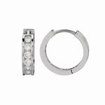 Sterling Silver Channel Set CZ Hoop Earrings (3x15.00 mm)