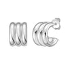 Sterling Silver Triple Row C Hoop Earrings