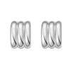 Sterling Silver Triple Row C Hoop Earrings, view 2