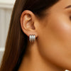 Sterling Silver Triple Row C Hoop Earrings, view 4
