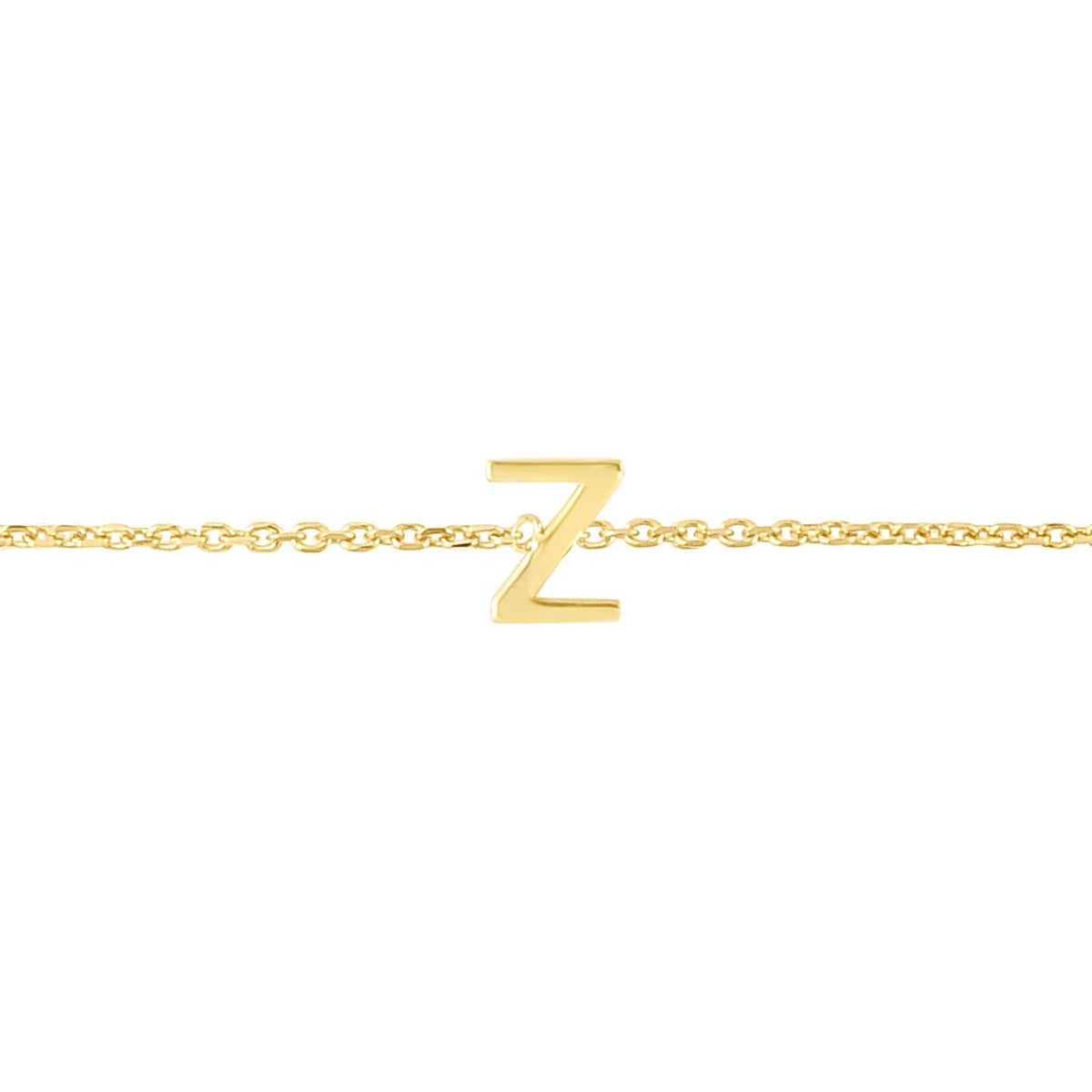 14K Yellow Gold Mini Initial Z Bracelet, view 3