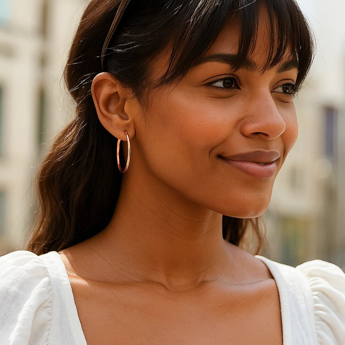 Classic Hoop Earrings in 14K Rose Gold (2x30.00 mm), view 2