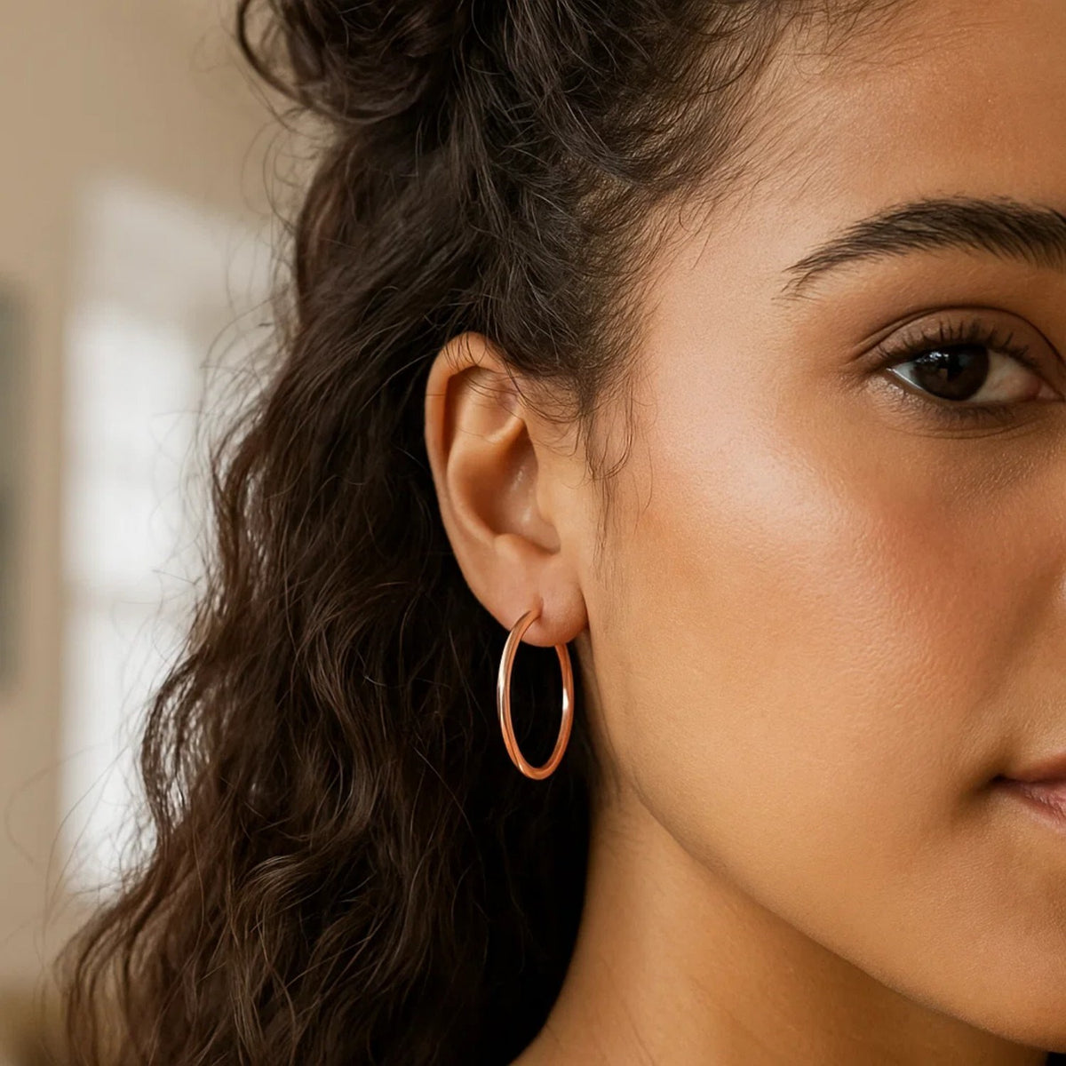 Classic Hoop Earrings in 14K Rose Gold (2x30.00 mm), view 3