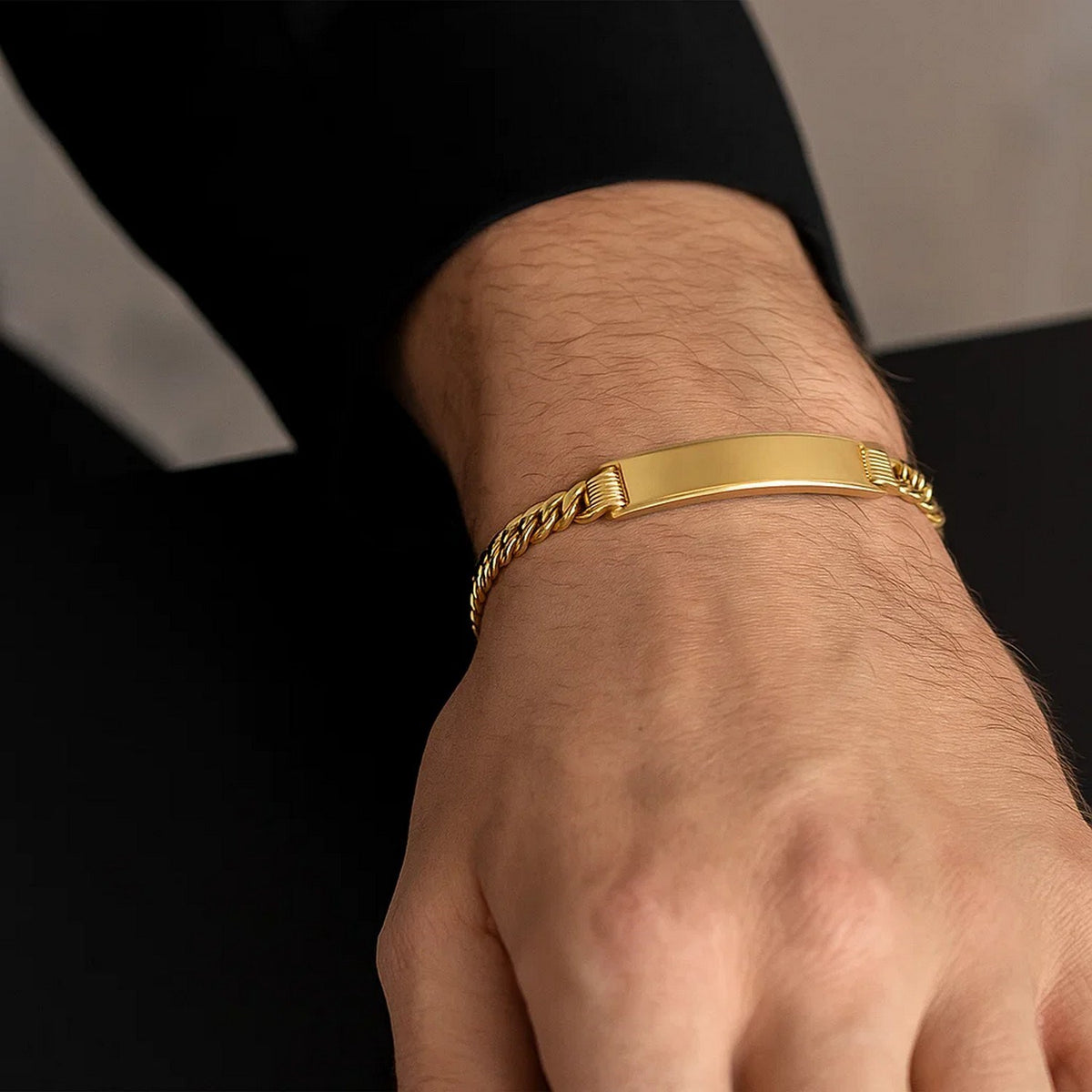 14K Yellow Gold Lite Cuban ID Bracelet (6.60 mm), view 2