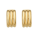 Sterling Silver Yellow Gold Plated Triple Row C Hoop Earrings, view 2