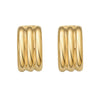 Sterling Silver Yellow Gold Plated Triple Row C Hoop Earrings