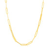 14K Yellow Gold Alternating Paperclip Chain Link and Gold Bar Necklace