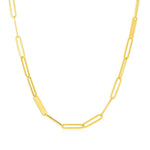 14K Yellow Gold Alternating Paperclip Chain Link and Gold Bar Necklace, view 2