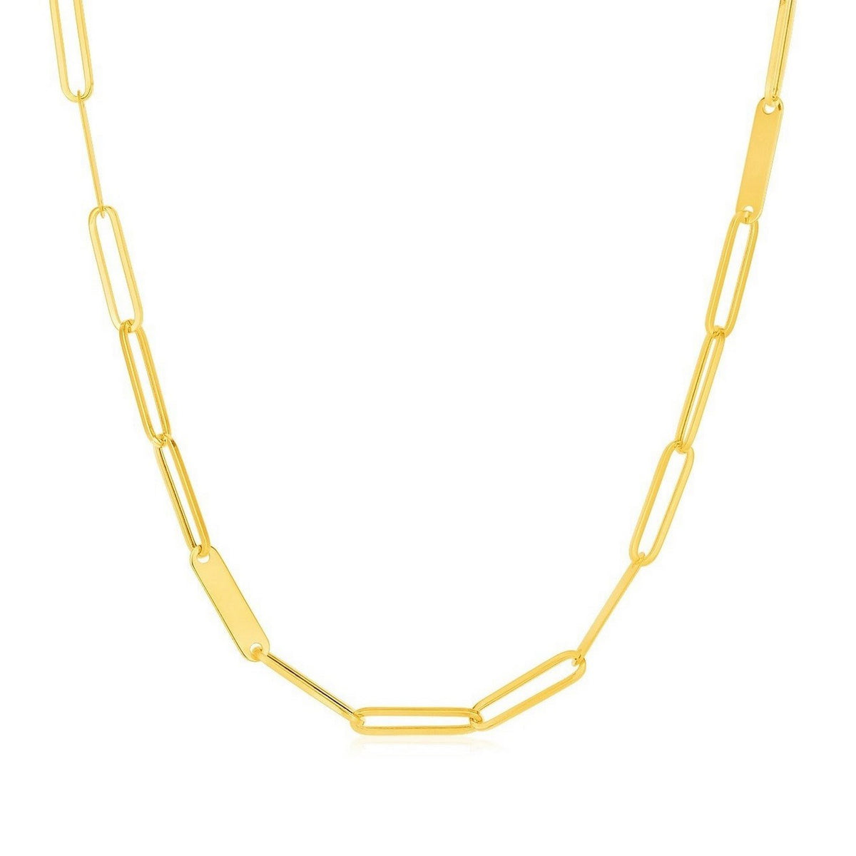 14K Yellow Gold Alternating Paperclip Chain Link and Gold Bar Necklace, view 2