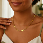 14K Yellow Gold Alternating Paperclip Chain Link and Gold Bar Necklace, view 3