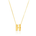 14K Yellow Gold Yours Truly Block Letter Initial H Necklace