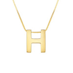 14K Yellow Gold Yours Truly Block Letter Initial H Necklace, view 2