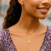 14K Yellow Gold Yours Truly Block Letter Initial H Necklace, view 3