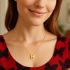14K Yellow Gold Yours Truly Block Letter Initial H Necklace, view 4
