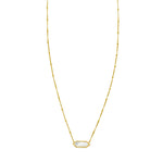 14K Yellow Gold Hexagon Mother Of Pearl Pendant Necklace, view 2