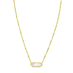 14K Yellow Gold Hexagon Mother Of Pearl Pendant Necklace, view 3