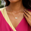 14K Yellow Gold Hexagon Mother Of Pearl Pendant Necklace, view 4