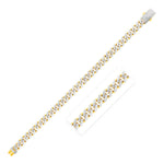 14K Yellow Gold White Pave High Polish Modern Lite Miami Cuban Bracelet (8.00 mm)
