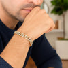 14K Yellow Gold White Pave High Polish Modern Lite Miami Cuban Bracelet (8.00 mm), view 2