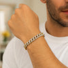 14K Yellow Gold White Pave High Polish Modern Lite Miami Cuban Bracelet (8.00 mm), view 3