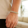 14K Yellow Gold White Pave High Polish Modern Lite Miami Cuban Bracelet (8.00 mm), view 5